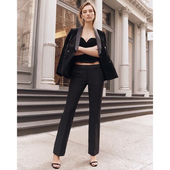 NEW Sz XS X-Small Express Double Breasted Blazer in Black Velvet Tux Satin Fancy - Picture 2 of 10